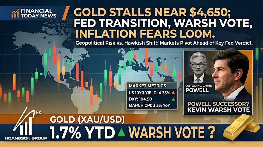 Gold Stalls Near $4,650 as Markets Pivot Toward Fed Verdict and Warsh Succession