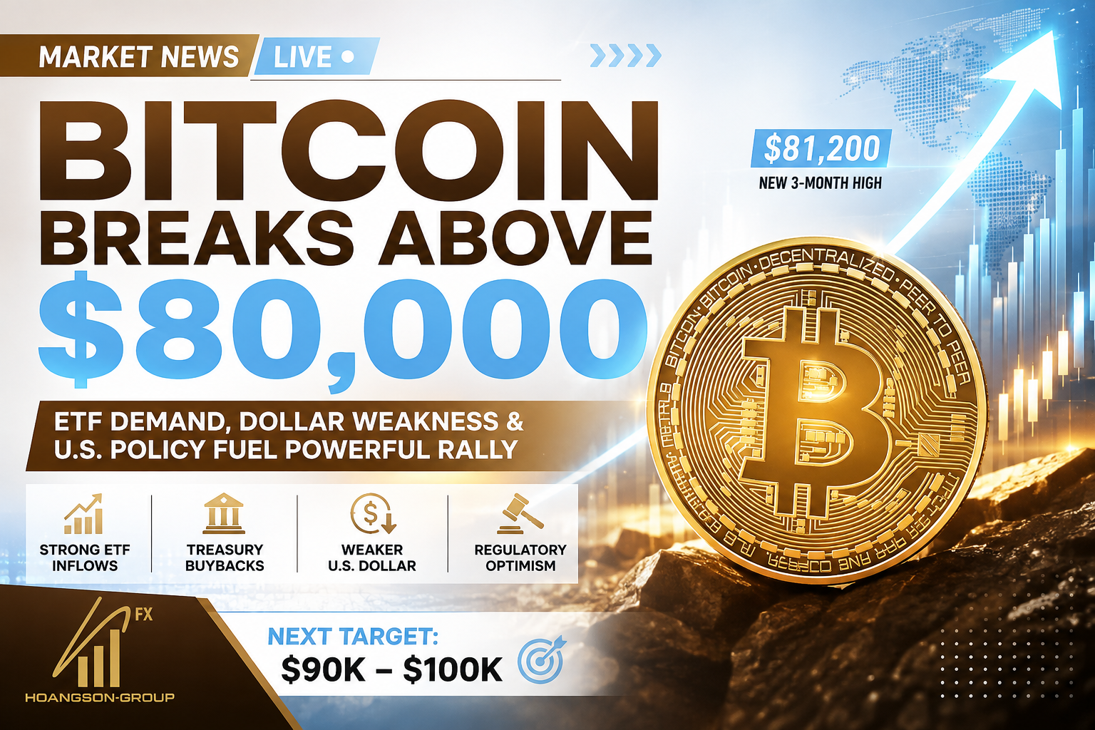 Bitcoin Breaks Above $80,000 as ETF Demand and Dollar Weakness Drive Rally