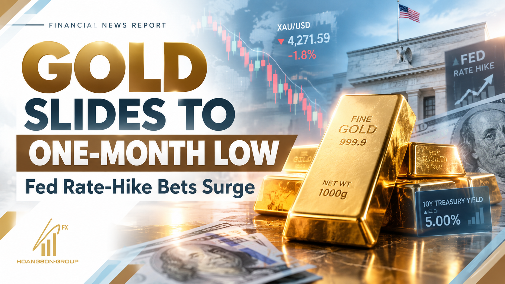 Gold Slides to One-Month Low as Fed Rate-Hike Bets Surge