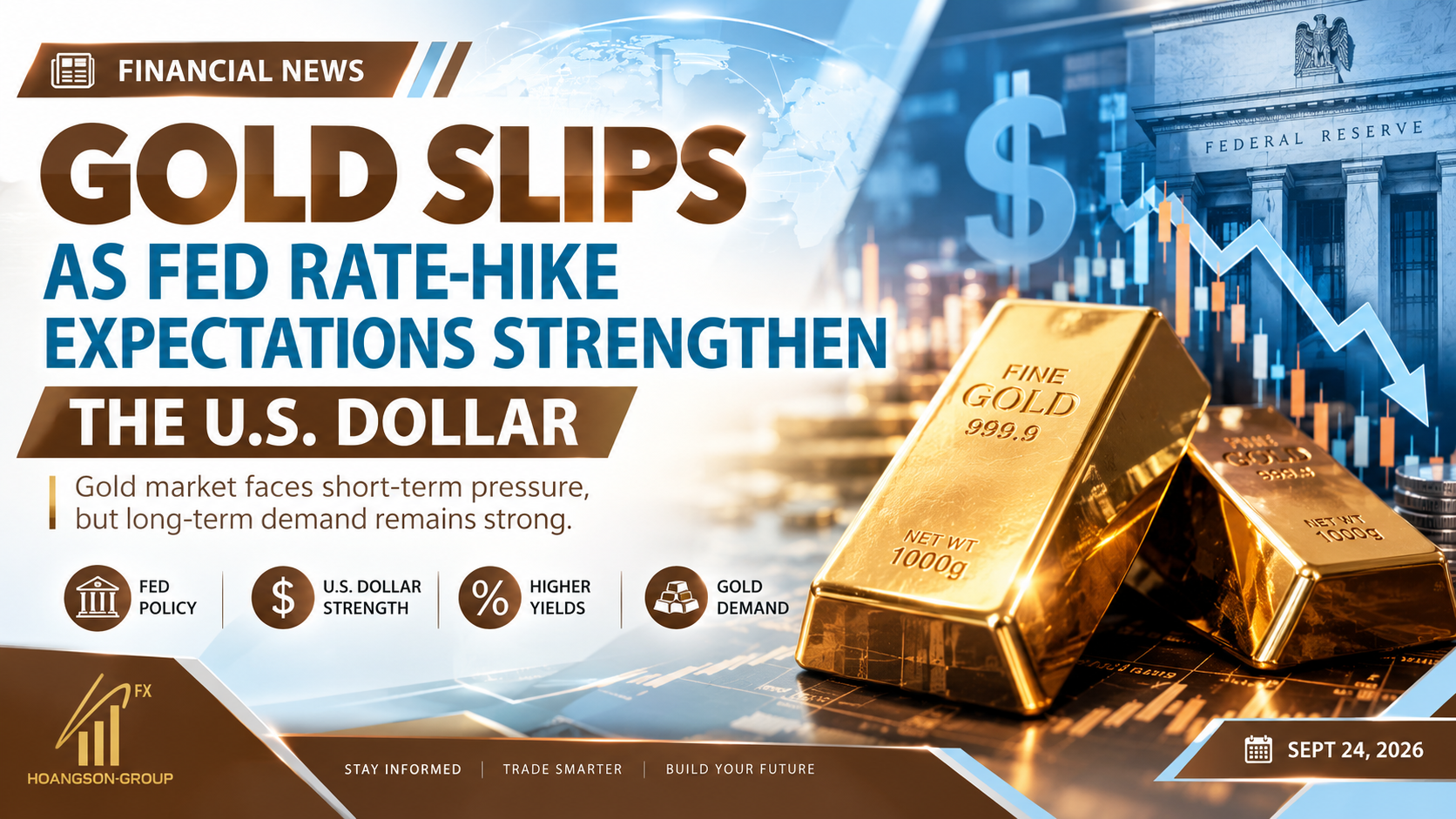 Gold Slips as Fed Rate-Hike Expectations Strengthen the U.S. Dollar